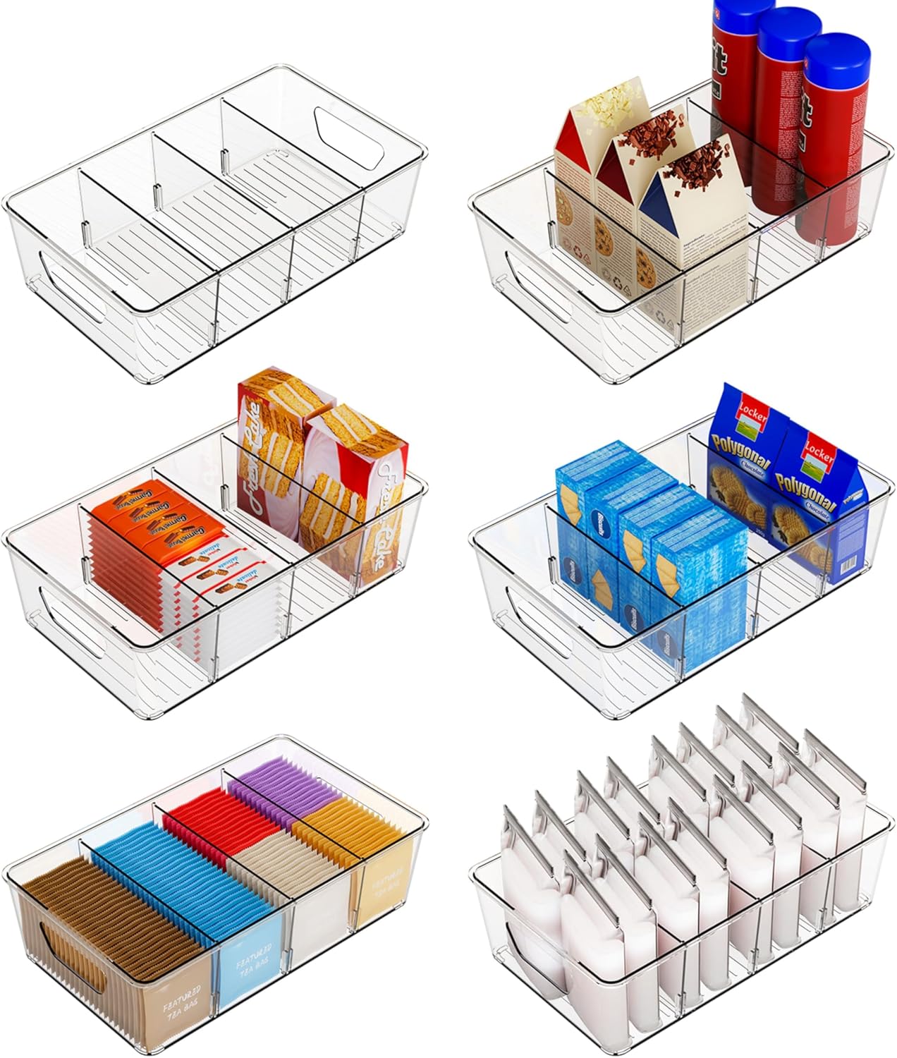 6 Pack Meals Storage Organizer Bins,Clear Snack Organizer For Pantry,Kitchen,Fridge,Cupboard Group and Storage,BPA Free Fridge Storage Bin For Breast Milk,Meals,Tea Packet,Spices Jar,Tea Bag 6 Pack Meals Storage Organizer Bins,Clear Snack Organizer For Pantry,Kitchen,Fridge,Cupboard Group and Storage,BPA Free Fridge Storage Bin For Breast Milk,Meals,Tea Packet,Spices Jar,Tea Bag