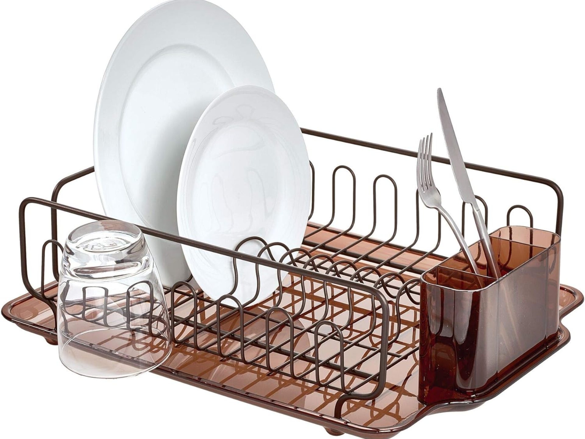 iDesign Forma Lupe Stainless Metal Steel Sink Dish Drainer Plastic Tray Kitchen Drying Rack For Glasses, Silverware, Bowls, Plates, 13.3″ x 17.5″ x 5.2″, Bronze iDesign Forma Lupe Stainless Metal Steel Sink Dish Drainer Plastic Tray Kitchen Drying Rack For Glasses, Silverware, Bowls, Plates, 13.3″ x 17.5″ x 5.2″, Bronze