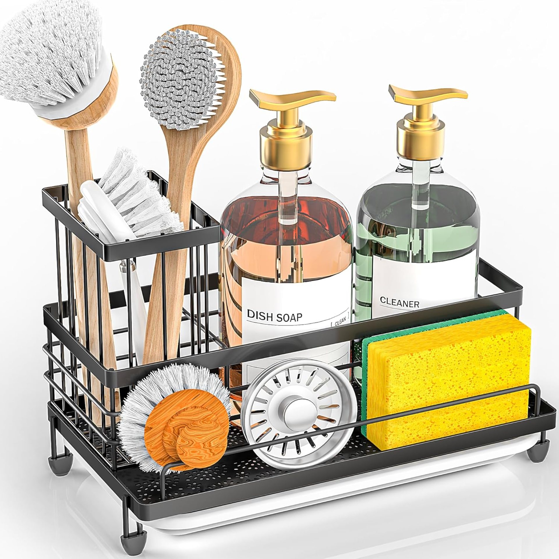Cisily Kitchen Sink Caddy Organizer, Rustproof Non-Slip Cleaning soap Dish Dispenser Brush, Sponge Holder for Kitchen Sink, Kitchen Group and Storage, Residence Necessities Equipment(Matte Black) Cisily Kitchen Sink Caddy Organizer, Rustproof Non-Slip Cleaning soap Dish Dispenser Brush, Sponge Holder for Kitchen Sink, Kitchen Group and Storage, Residence Necessities Equipment(Matte Black)