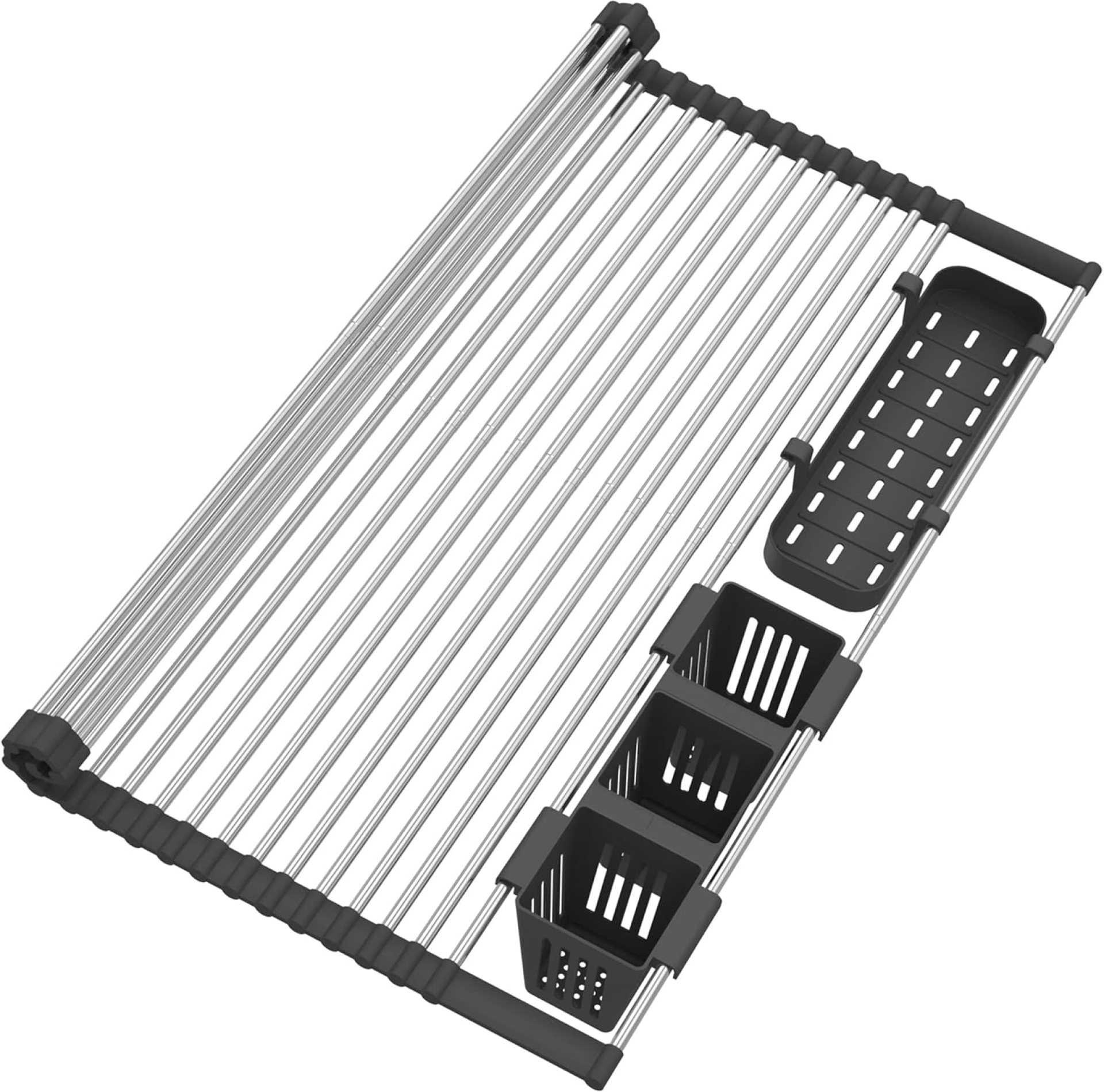 Additional Massive Black Expandable Roll Up Dish Drying Rack As much as 25.1”with 2 Storage Baskets,Over The Sink Kitchen Rolling up Dishes Drainer, Foldable,Rollable Additional Massive Black Expandable Roll Up Dish Drying Rack As much as 25.1”with 2 Storage Baskets,Over The Sink Kitchen Rolling up Dishes Drainer, Foldable,Rollable
