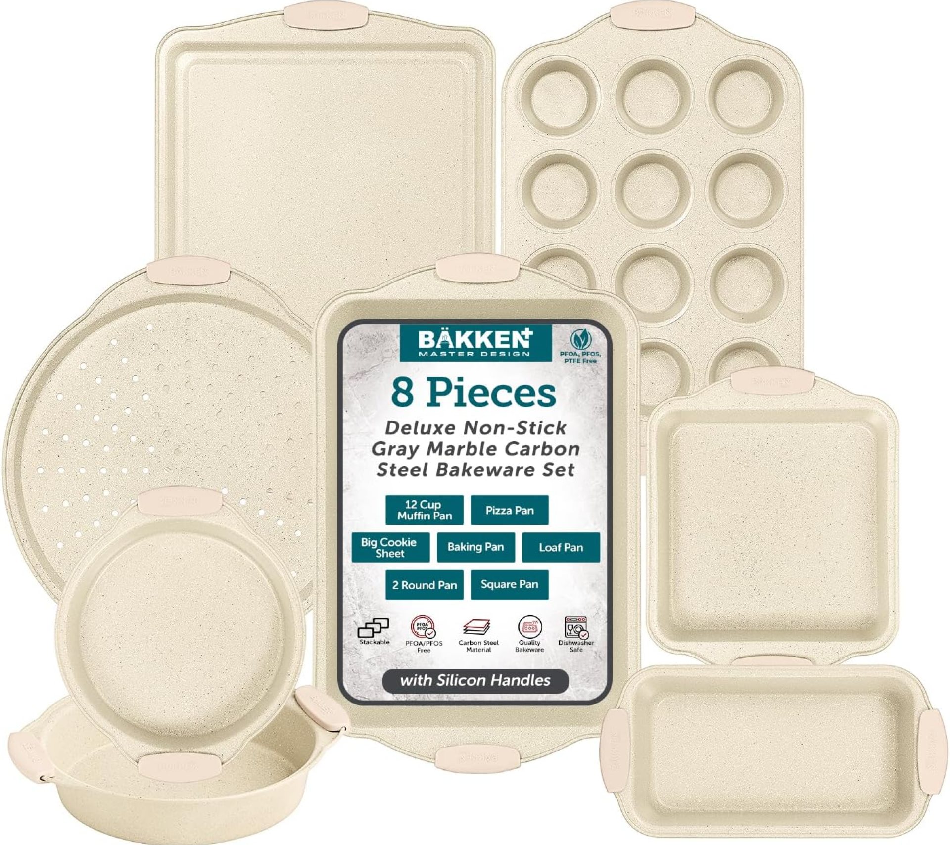 Deluxe 8-Piece Carbon Metal Bakeware Set – Nonstick White Marble Coating, Silicone Handles – Skilled High quality Kitchen Oven Baking Pans Deluxe 8-Piece Carbon Metal Bakeware Set – Nonstick White Marble Coating, Silicone Handles – Skilled High quality Kitchen Oven Baking Pans