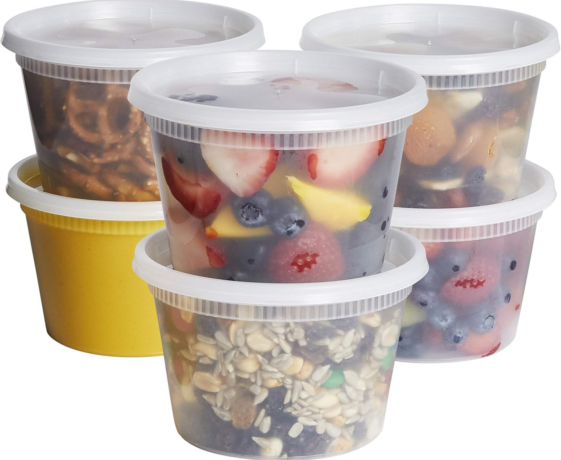 GUSTO [48 Sets 16 oz. Plastic Deli Disposable Food Storage Containers With Airtight Lids (Formerly Comfy Package) GUSTO [48 Sets 16 oz. Plastic Deli Disposable Food Storage Containers With Airtight Lids (Formerly Comfy Package)