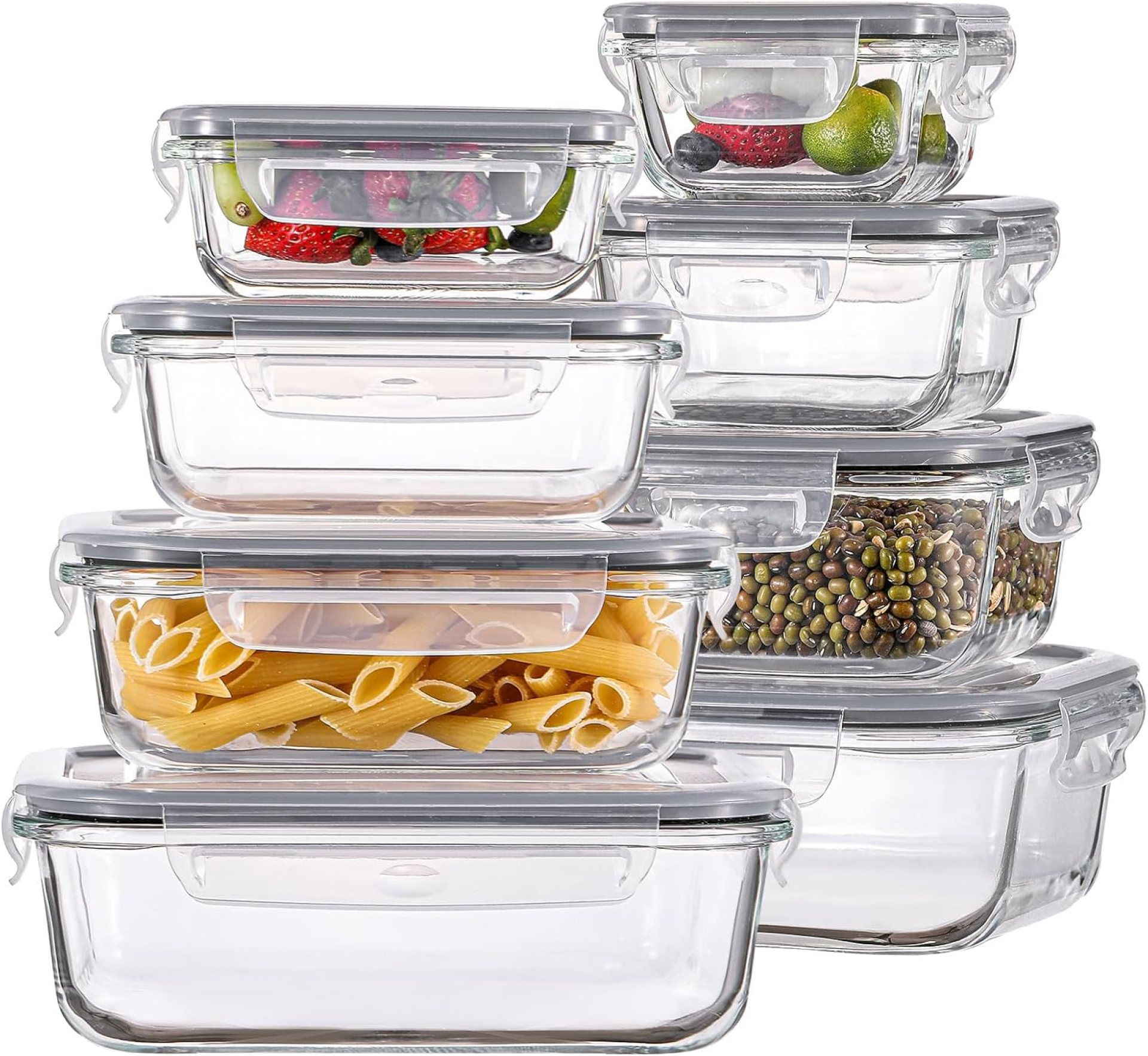 HOMBERKING 8 Pack Glass Meals Storage Containers with Lids, Meal Prep Containers, Hermetic Bento Packing containers with Leak Proof Locking for Microwave, Oven, Freezer and Dishwasher, BPA Free, 5-35oz HOMBERKING 8 Pack Glass Meals Storage Containers with Lids, Meal Prep Containers, Hermetic Bento Packing containers with Leak Proof Locking for Microwave, Oven, Freezer and Dishwasher, BPA Free, 5-35oz