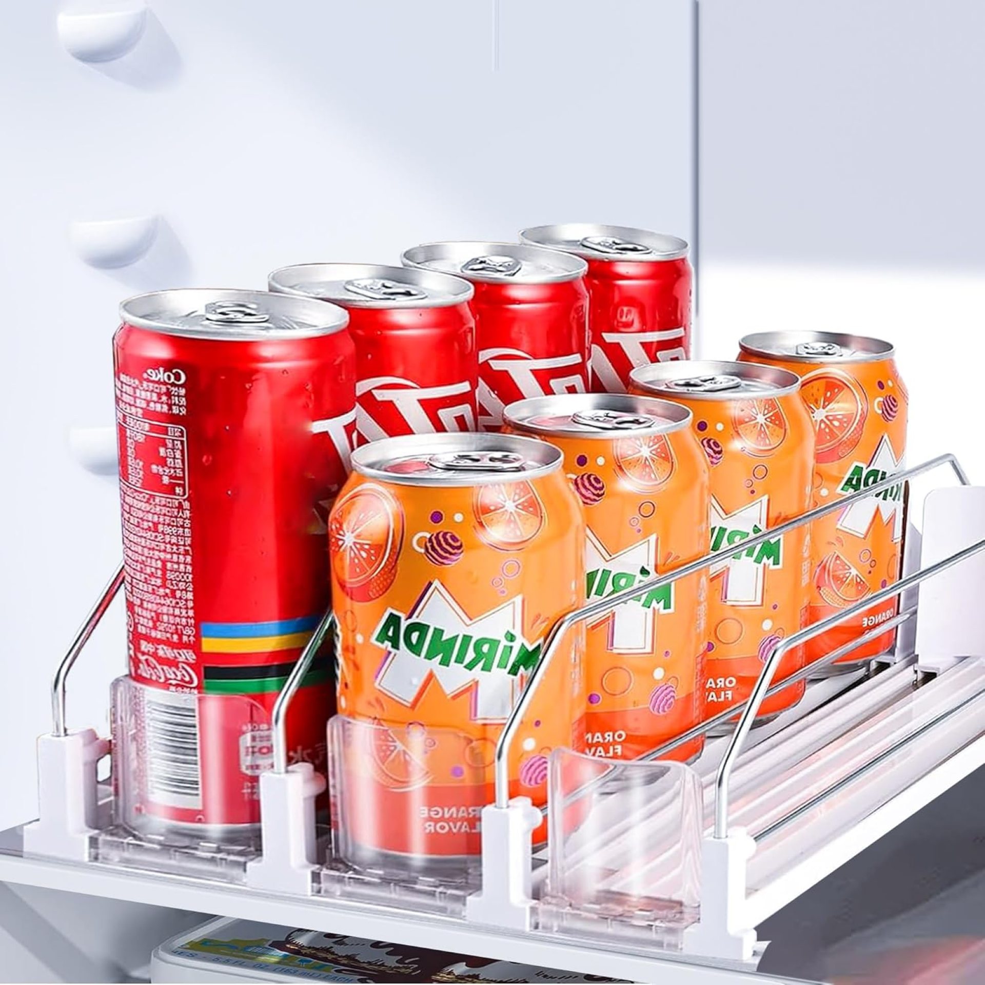 Drink Organizer for Fridge, Soda Can Organizer Dispenser for Fridge with Automated Pusher Glide, Width Adjustable Clear Dividers Can Holder for 15 Cans, 15”D x16.6”W, 3 Rows Drink Organizer for Fridge, Soda Can Organizer Dispenser for Fridge with Automated Pusher Glide, Width Adjustable Clear Dividers Can Holder for 15 Cans, 15”D x16.6”W, 3 Rows