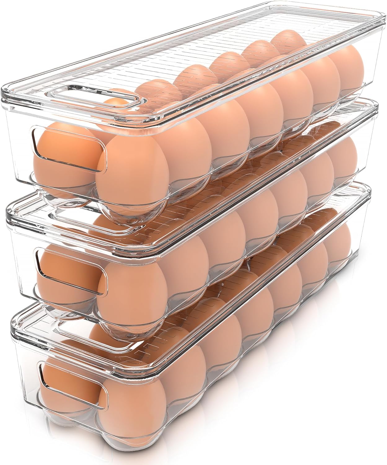 Utopia Residence Egg Container With Lid and Deal with for Fridge – Pack of three – Clear Stackable Egg Holder for Kitchen Storage and group Utopia Residence Egg Container With Lid and Deal with for Fridge – Pack of three – Clear Stackable Egg Holder for Kitchen Storage and group