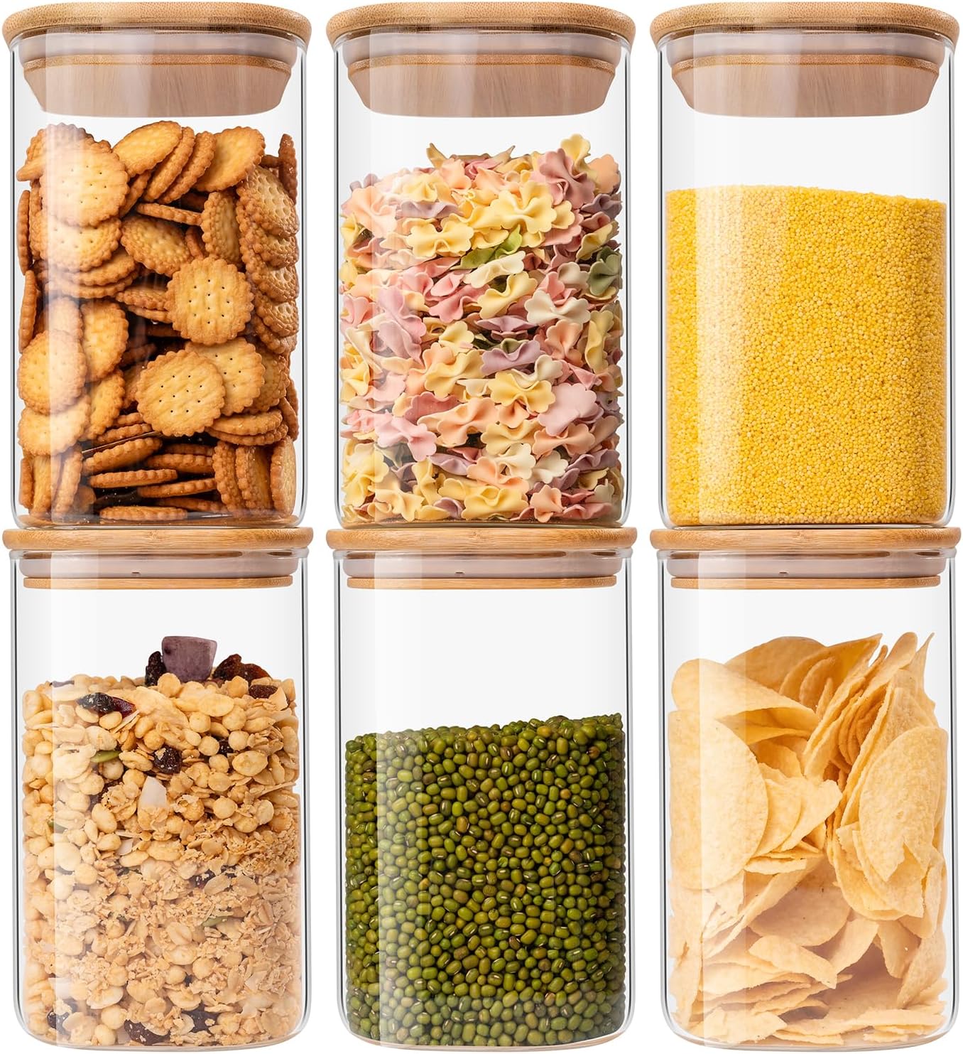 Glass Meals Storage Jars 37 oz Set of 6,Glass Storage Containers Clear Glass Meals Canister with Bamboo Lid Hermetic For Serving Tea, Espresso, Flour, Sugar, Sweet, Cookie, Spice and Extra (Sq.) Glass Meals Storage Jars 37 oz Set of 6,Glass Storage Containers Clear Glass Meals Canister with Bamboo Lid Hermetic For Serving Tea, Espresso, Flour, Sugar, Sweet, Cookie, Spice and Extra (Sq.)