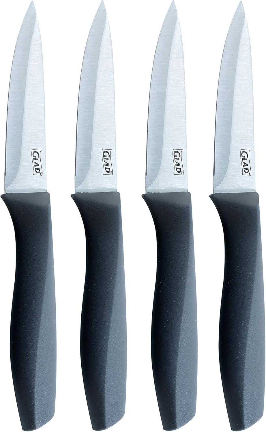 Glad Paring Knife Set, Pack of 4 | Sharp Stainless Metal Blades with Non-Slip Handles | 3.5-Inch Kitchen Knives for Slicing Greens and Peeling Fruit,Grey Glad Paring Knife Set, Pack of 4 | Sharp Stainless Metal Blades with Non-Slip Handles | 3.5-Inch Kitchen Knives for Slicing Greens and Peeling Fruit,Grey