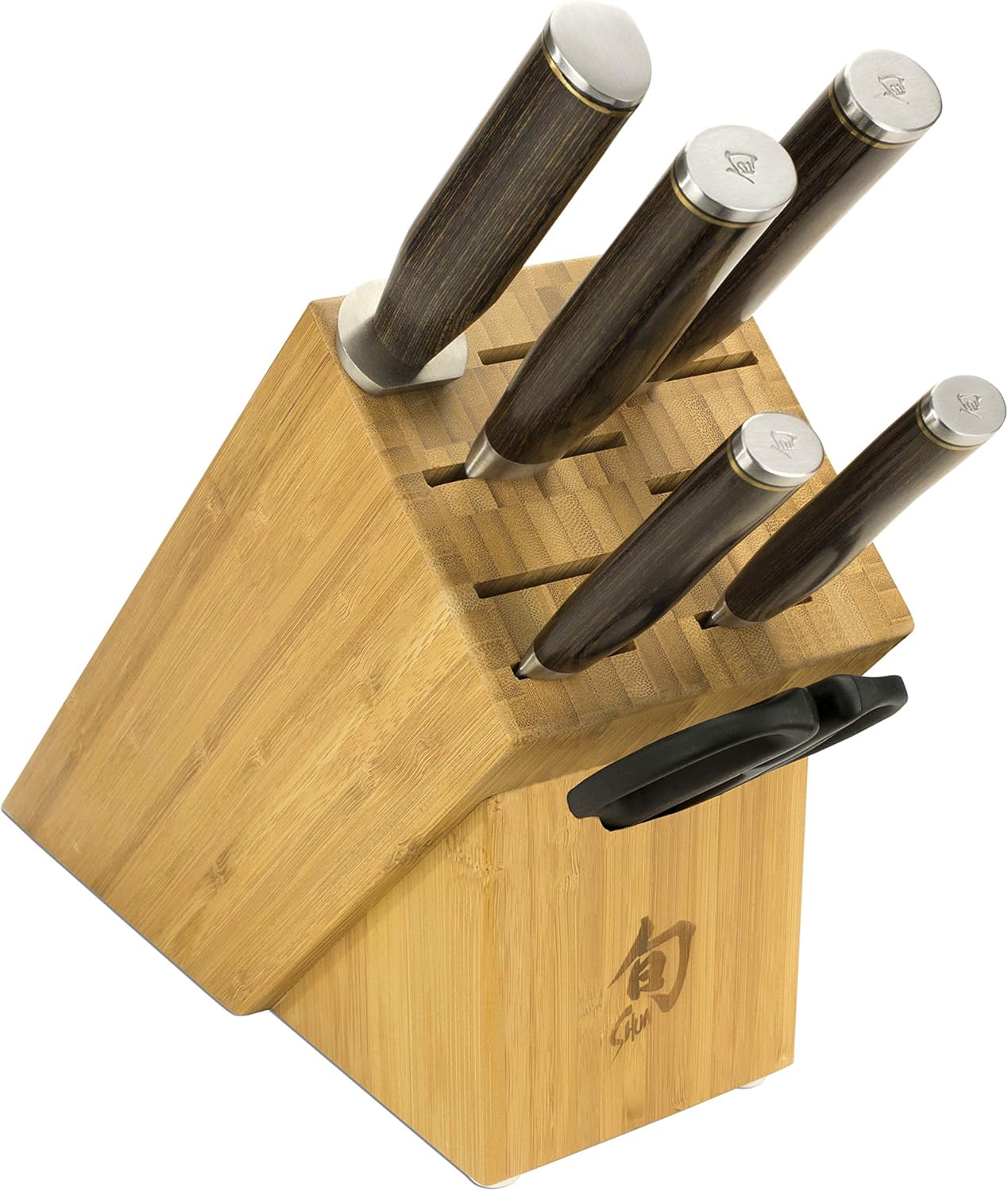 Shun Premier 7 Piece Important Block Set, Contains 8″ Chef, 4″ Paring, 6.5″ Utility, 9″ Bread Knives & Herb Shears, Handcrafted Japanese Knife Set, Pakkawood Handles Shun Premier 7 Piece Important Block Set, Contains 8″ Chef, 4″ Paring, 6.5″ Utility, 9″ Bread Knives & Herb Shears, Handcrafted Japanese Knife Set, Pakkawood Handles