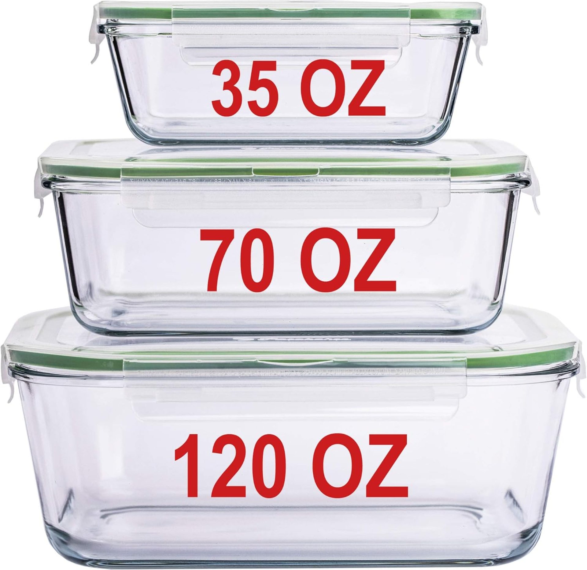 LARGE Glass Containers for Meals Storage with Locking Lids Baking Dish Set 3 120 OZ/70 OZ/35 OZ Meal Storing Serving Leakproof Ovensafe LARGE Glass Containers for Meals Storage with Locking Lids Baking Dish Set 3 120 OZ/70 OZ/35 OZ Meal Storing Serving Leakproof Ovensafe