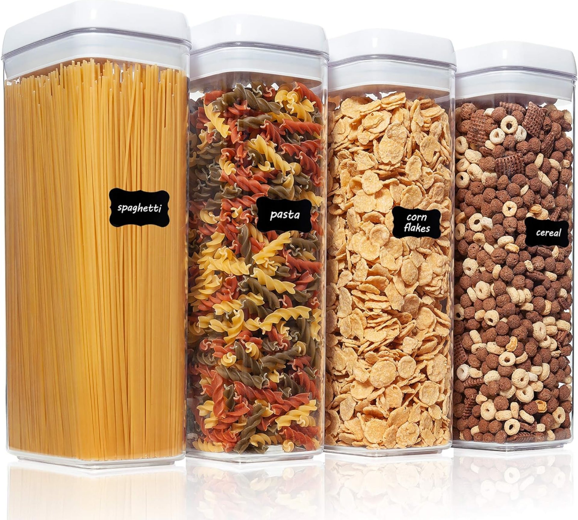 Hermetic Meals Storage Containers, Vtopmart 4 Items Massive BPA Free Plastic Spaghetti Containers with Simple Lock Lids, for Kitchen Pantry Group and Storage, Embrace 24 Labels (White, Hermetic Meals Storage Containers, Vtopmart 4 Items Massive BPA Free Plastic Spaghetti Containers with Simple Lock Lids, for Kitchen Pantry Group and Storage, Embrace 24 Labels (White,
