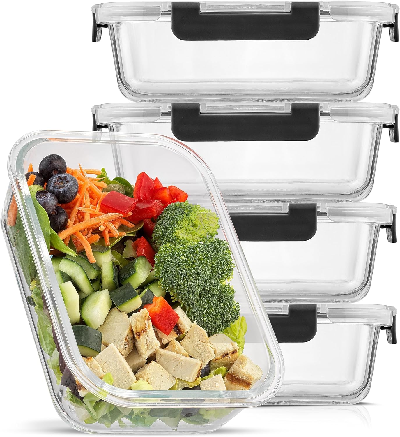 JoyJolt Glass Meals Storage Containers with Lids. 5 Pack Glass Meal Prep Containers Reusable 35oz Single Compartment Hermetic Container Set. Lunch Containers for Adults and Kitchen Storage Containers JoyJolt Glass Meals Storage Containers with Lids. 5 Pack Glass Meal Prep Containers Reusable 35oz Single Compartment Hermetic Container Set. Lunch Containers for Adults and Kitchen Storage Containers
