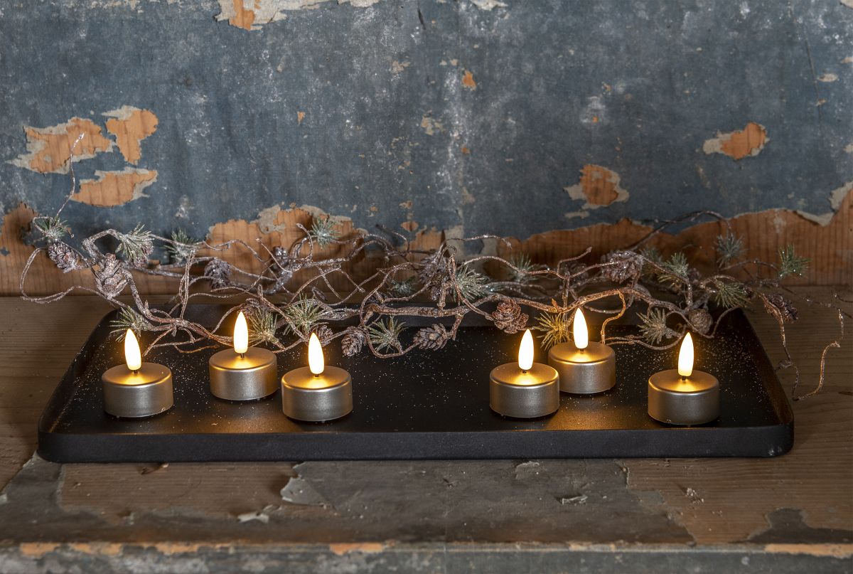 Teelicht LED grau 6 Stk. mit Timer