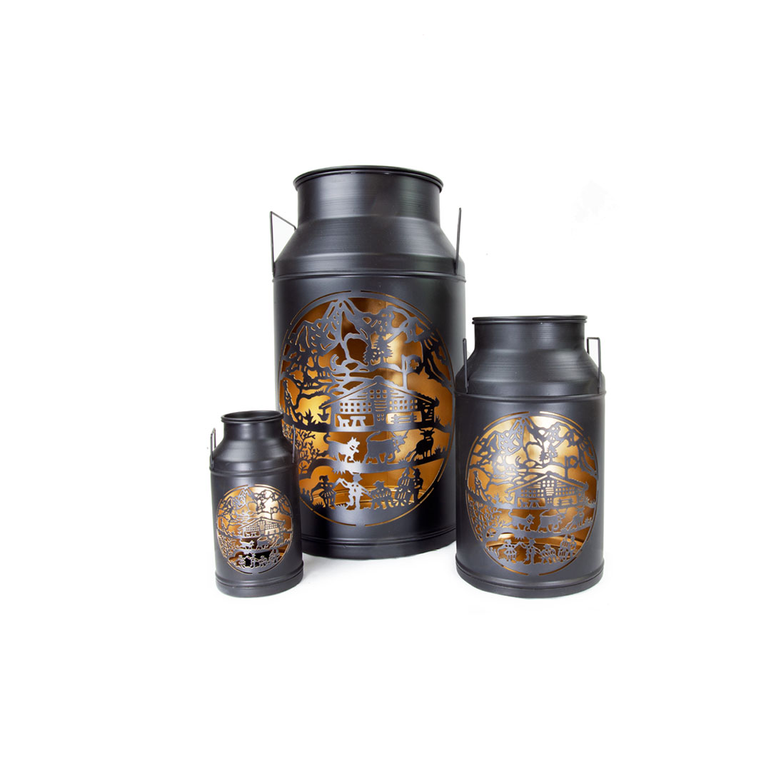 Milchkannen Laterne Le Chalet schwarz gross