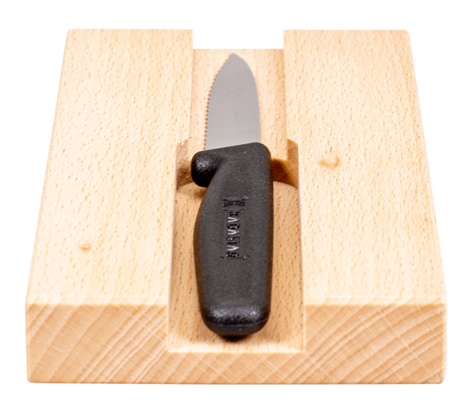 Messerbrett “Alpaufzug Familie”, 18,5x9x2 cm, mit Messer + Beutel