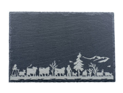 Kadastar Schieferplatte “Alpaufzug Familie”,       30×20 cm