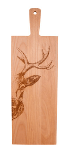 Holzbrett “Hirsch Zoom”, 60x20x2 cm, Buche