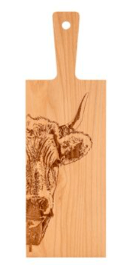 Kadastar Holzbrett “Hornkuh Zoom”, 40x13x2 cm, Buche