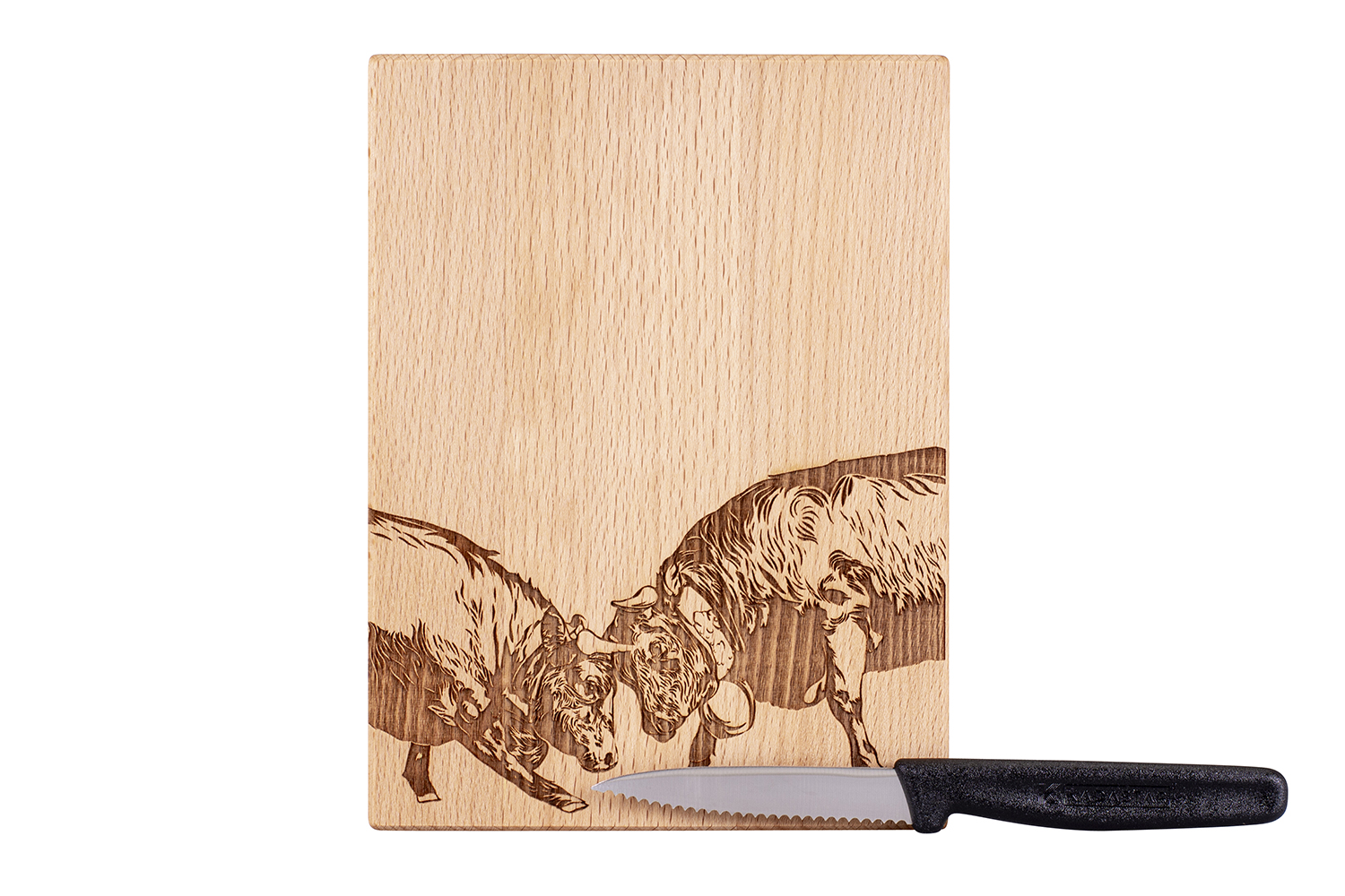 Kadastar Messerbrett XL “Eringer Kühe” 20x15x2 cm mit Messer + Beutel