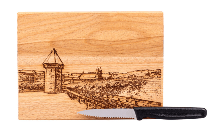 Kadastar Messerbrett XL “Luzern” 20x15x2 cm mit Messer + Beutel