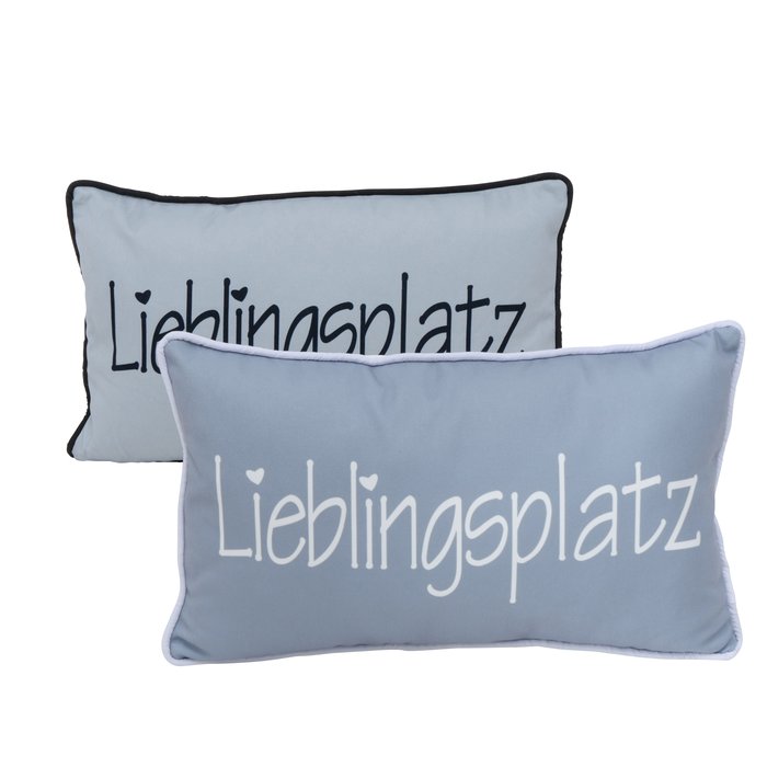 Kissen Lieblingsplatz Schrift schwarz