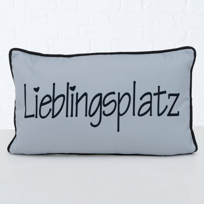 Kissen Lieblingsplatz Schrift schwarz