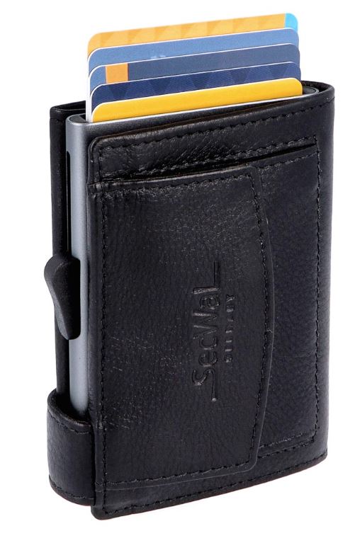 SecWal 2 Portemonnaie mit Münzfach, 10 Karten, RFID-Schutz, schwarz