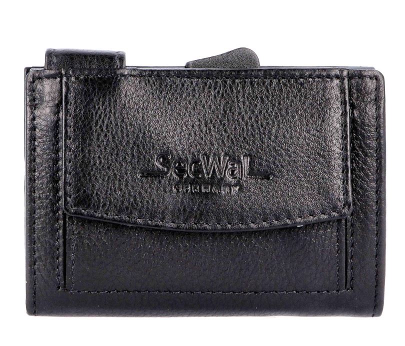 SecWal 2 Portemonnaie mit Münzfach, 10 Karten, RFID-Schutz, schwarz