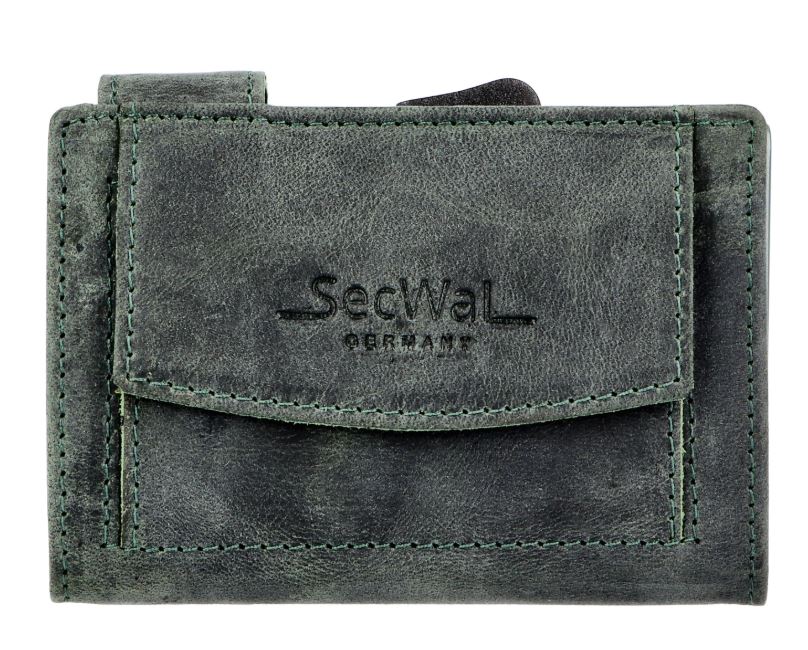 SecWal 2 Portemonnaie mit Münzfach, 10 Karten, RFID-Schutz, grün