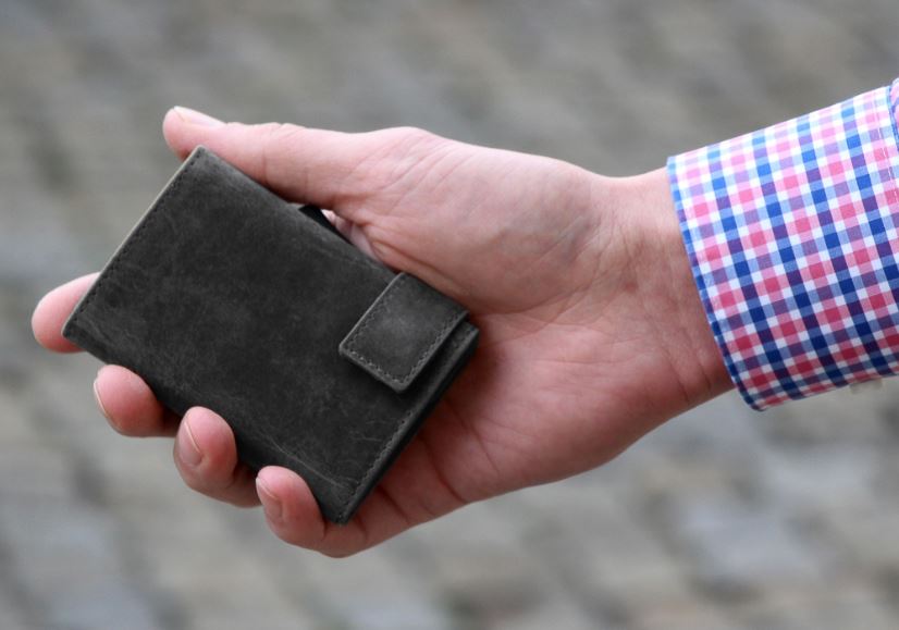 SecWal 2 Portemonnaie mit Münzfach, 10 Karten, RFID-Schutz, grau