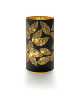 STT Glaslaterne Leaves black 16 cm