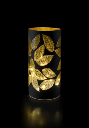 STT Glaslaterne Leaves black 20 cm