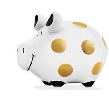 Sparschwein klein goldene Punkte Luxus-Edition