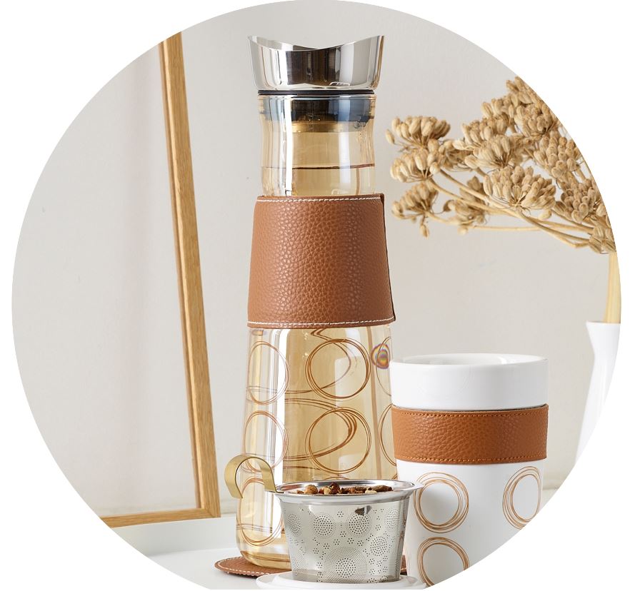 Eve Glaskaraffe 1,25 Liter inkl. Cooler, Circular Cognac