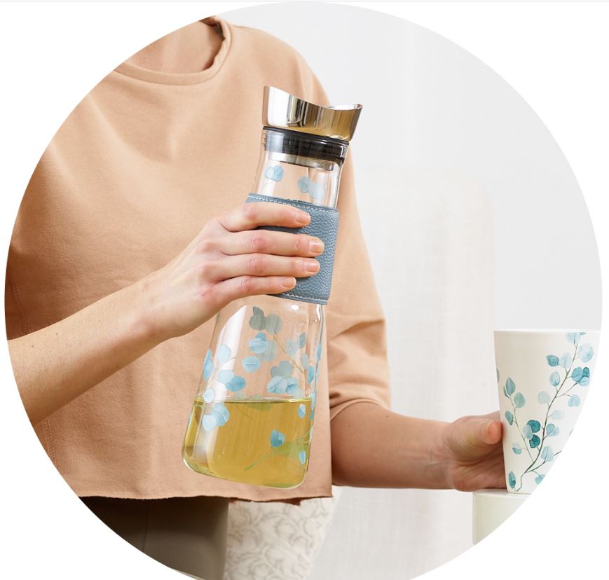 Eve Glaskaraffe 1,25 Liter inkl. Cooler, Eucalyptus