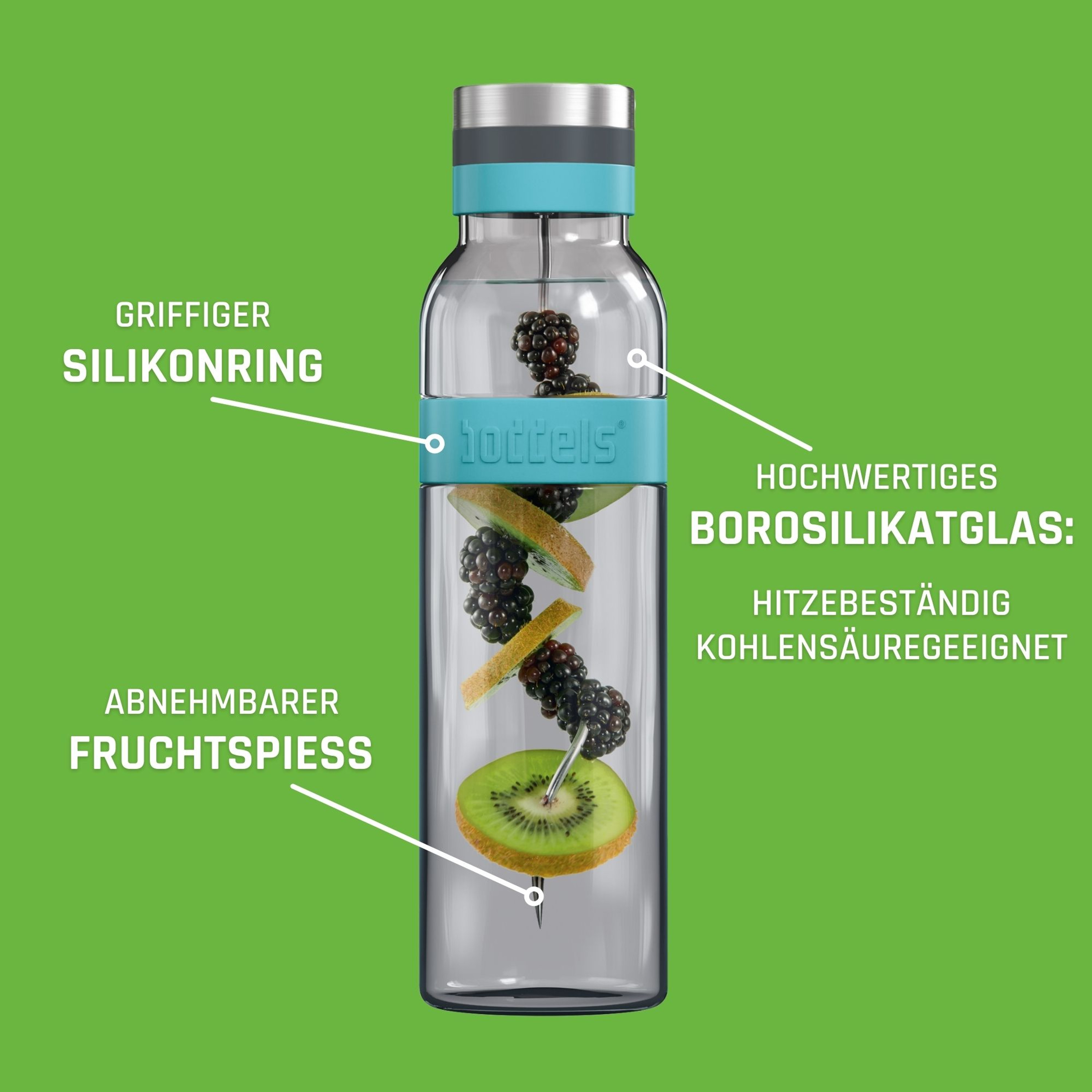 Boddels Glaskaraffe Sund 1,1 Liter Türkisblau