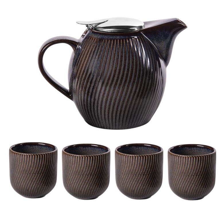 Table Passion Teekannenset Mao 0,9 l und 4 Tassen, schwarz