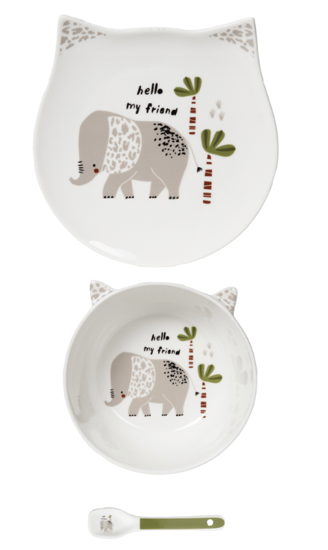 Table Passion Kindergeschirr Set Elefant 3 teilig, Porzellan