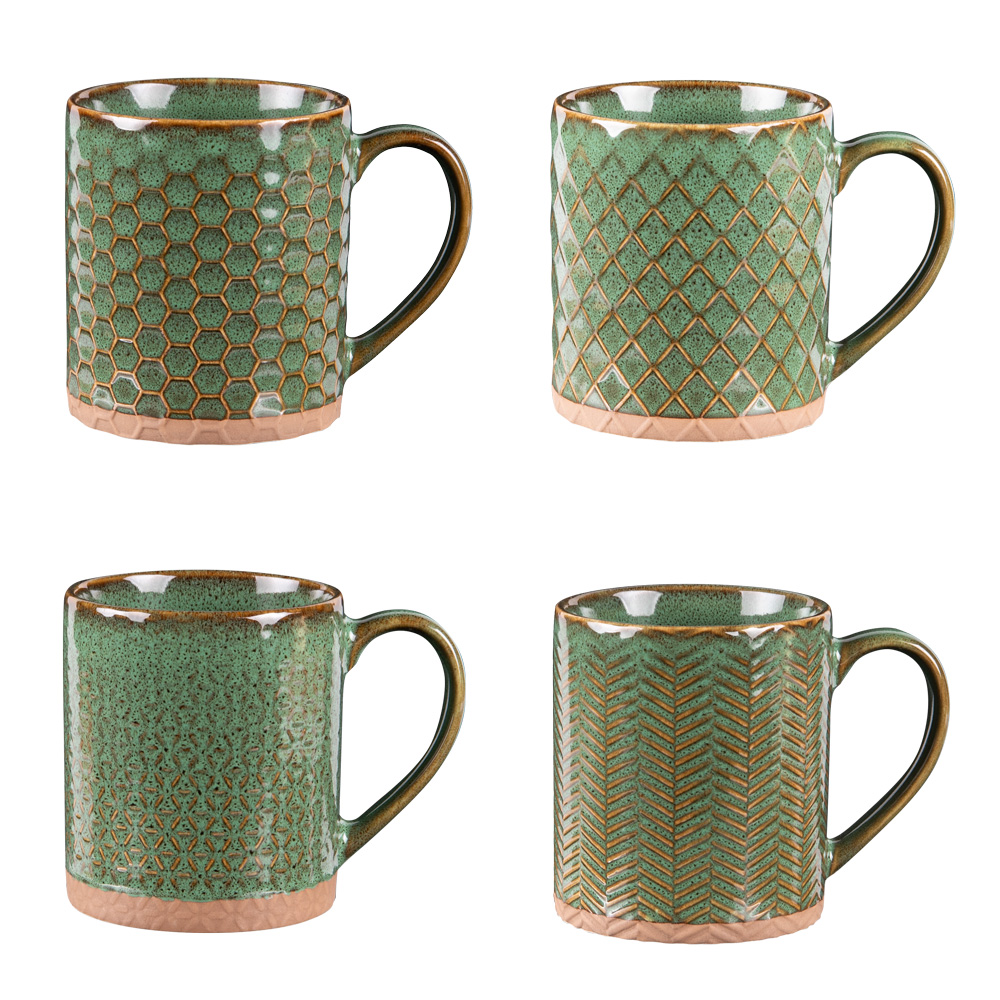 Mug 35 cl 4-er Set Jaspe grün