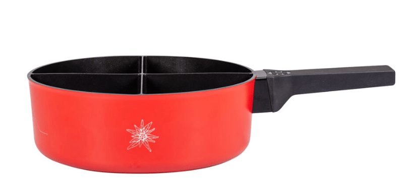 4Fondue Caquelon, rot, Ø 25 cm, mit 4 Abteilen