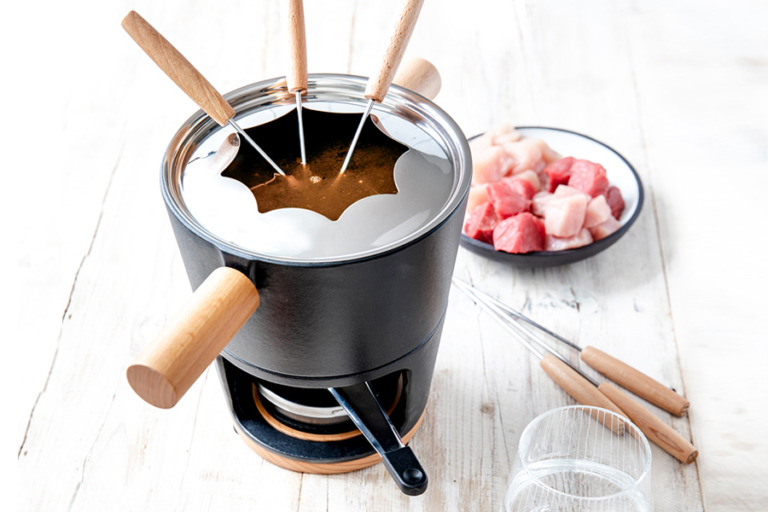 Fonduegarnitur Titlis aus Gusseisen inkl. 6 Fonduegabeln