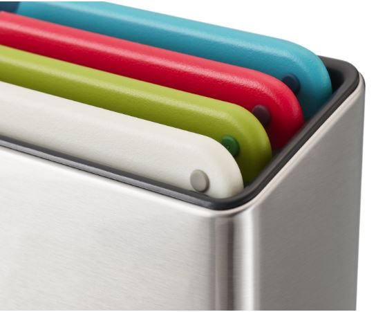 Joseph Joseph Schneidbrettset 4-teilig mit Aufbewahrungsbehälter gross silber