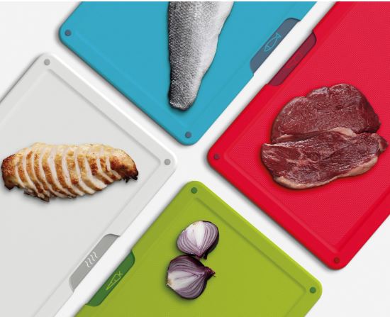 Joseph Joseph Schneidbrettset 4-teilig mit Aufbewahrungsbehälter gross silber