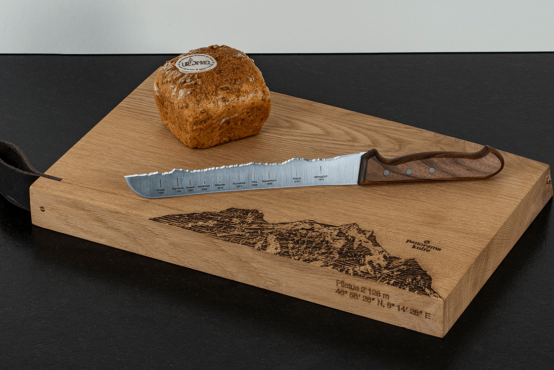 Panorama Knife Holzschneidebrett Eiche, Pilatus