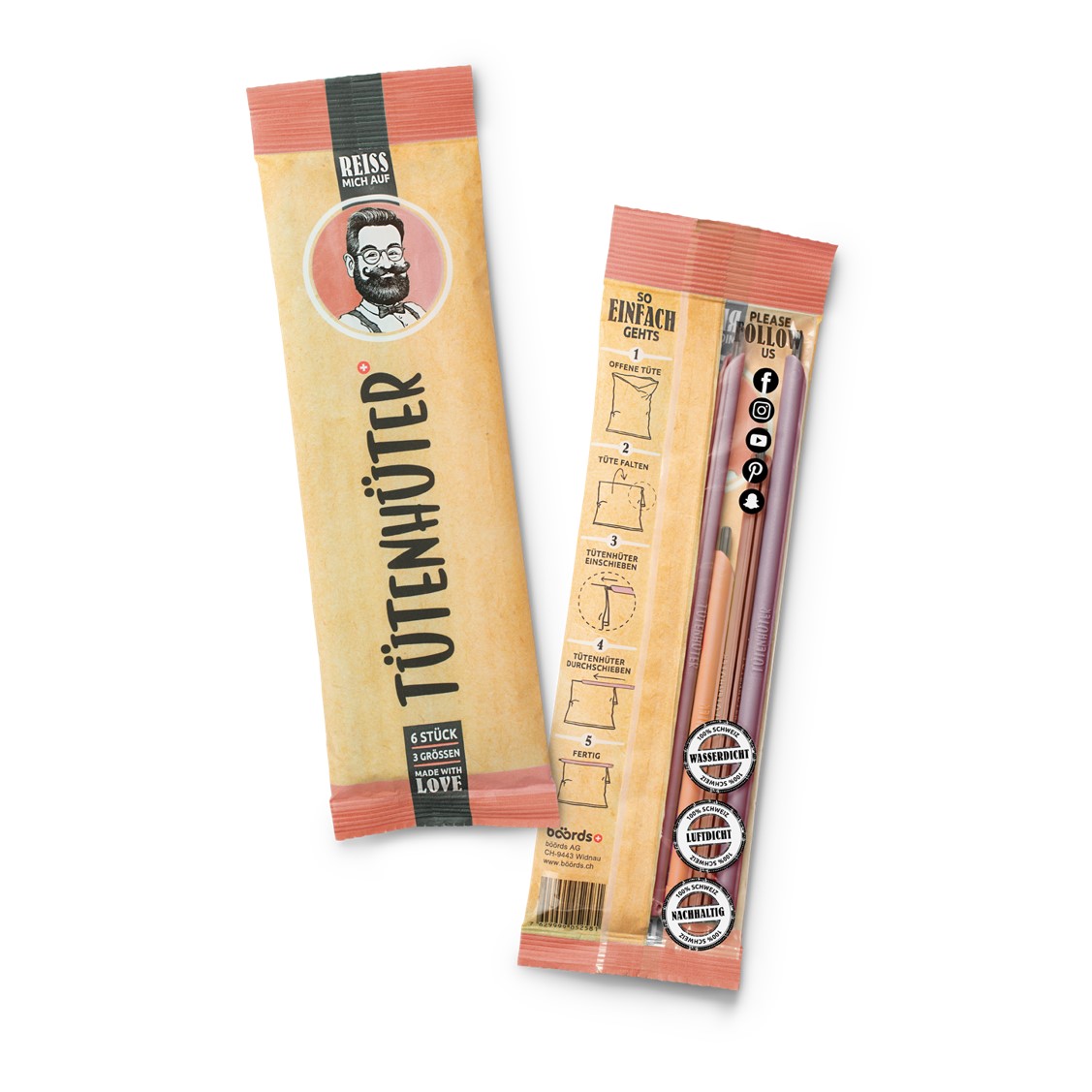 Tütenhüter korallrot 6er Set