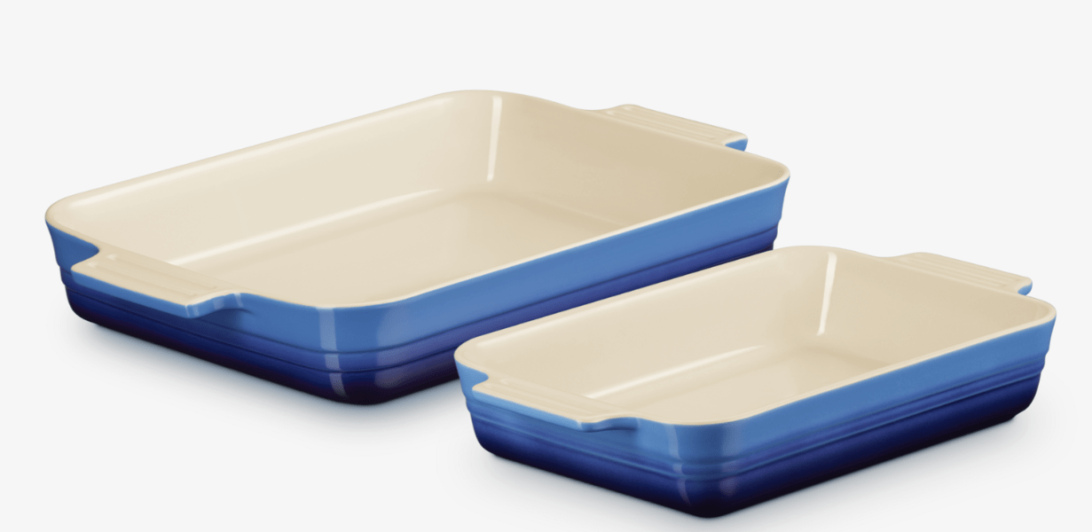 Auflaufform 2er-Set Klassik Azur aus Steinzeug (25/32 cm) rechteckig