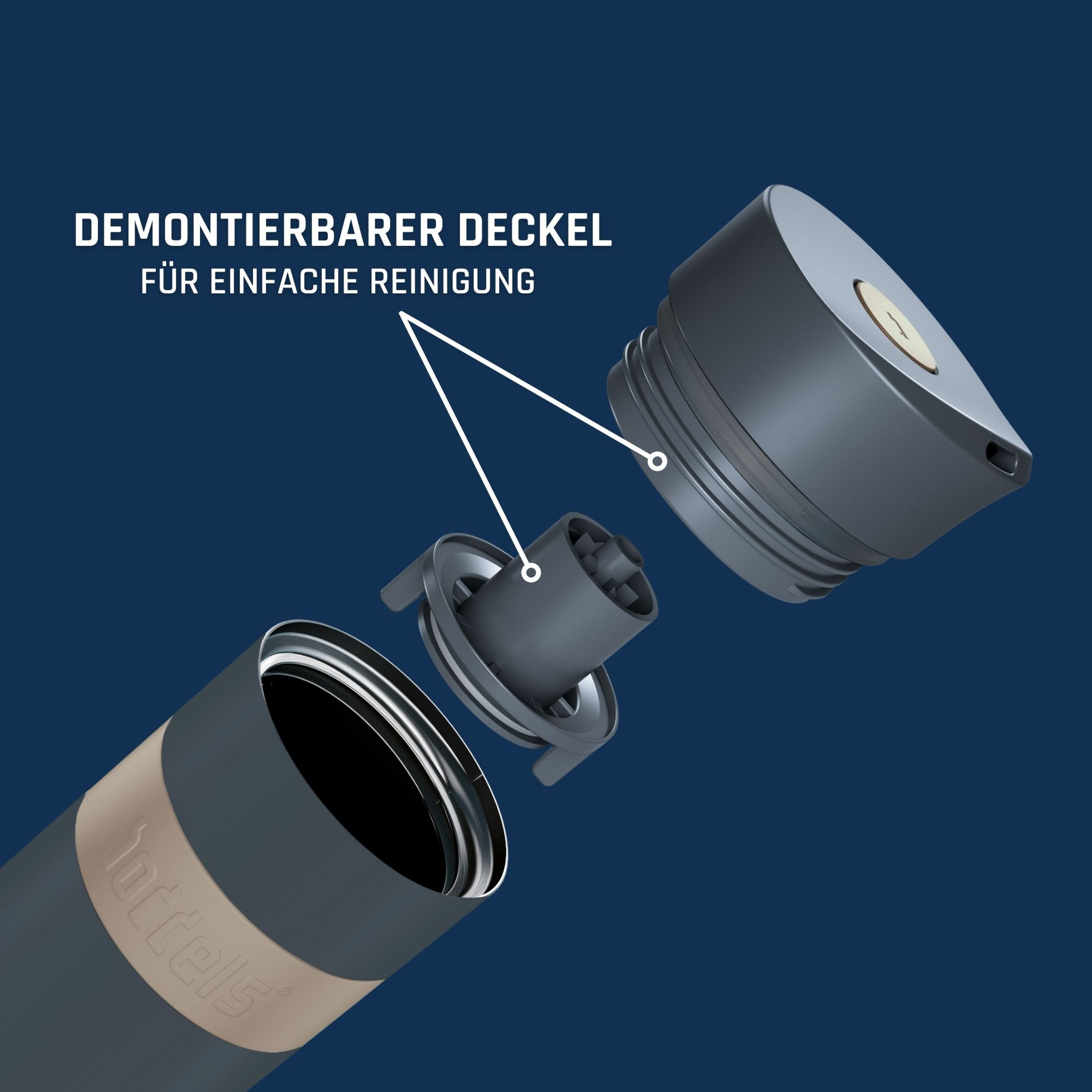 Boddels Thermobecher Koffje 370 ml Taupe/Anthrazit