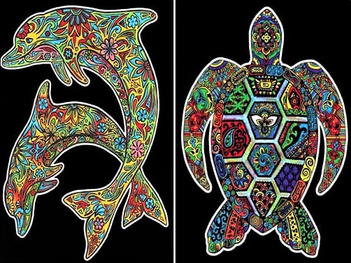 Samtmappe Delfine und Schildkröte