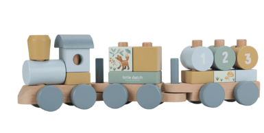 Little Dutch Holz Eisenbahn Forest Friends blau mit Beschriftung