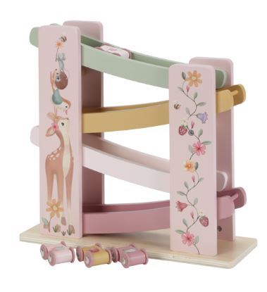 Little Dutch Holz Rennbahn rosa Fairy Garden inklusive 4 Autos mit Beschriftung