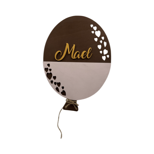 Ballon Rosa mit Herzen, inklusive Namen und LED-Lampe